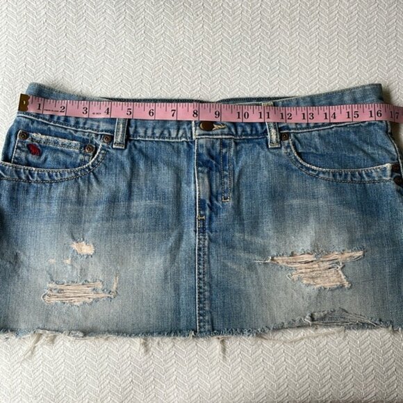 Abercrombie & Fitch Vintage Y2K 2000’s Low Rise Mini Denim Jean Skirt Size 8 - Picture 4 of 5